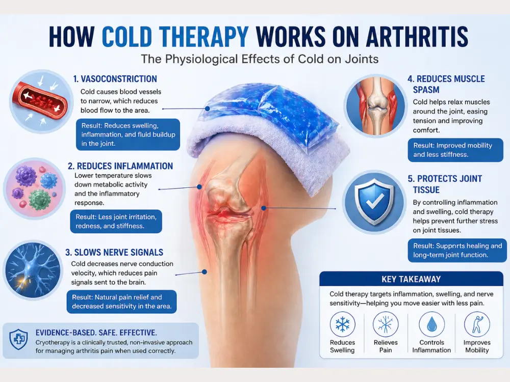 Cold therapy reduces inflammation and nerve signals