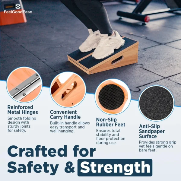 Wooden Slant Board: 5-Angle Calf Stretcher for Pain Relief & Mobility