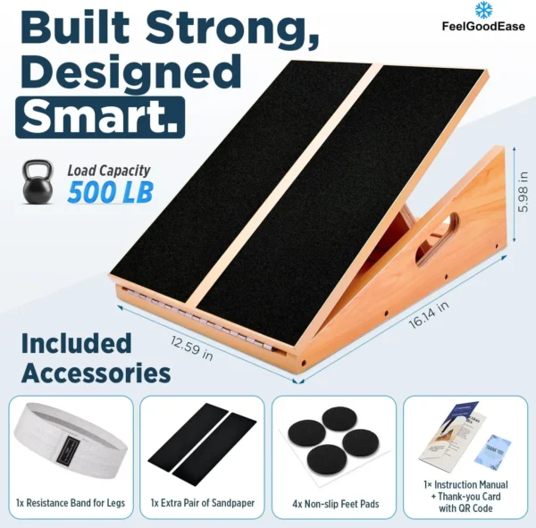 Wooden Slant Board: 5-Angle Calf Stretcher for Pain Relief & Mobility