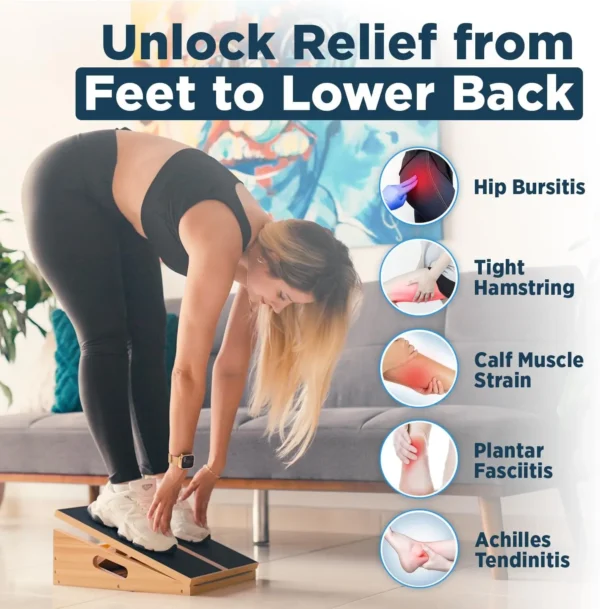 Wooden Slant Board: 5-Angle Calf Stretcher for Pain Relief & Mobility