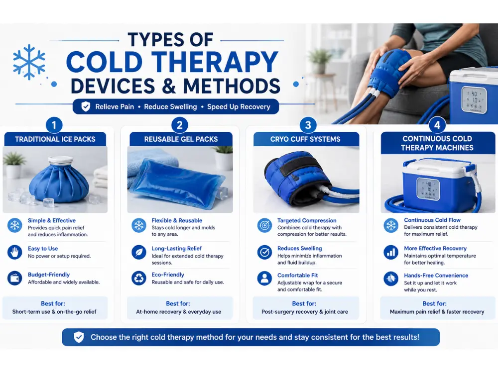 Cold therapy devices for knee pain and recovery