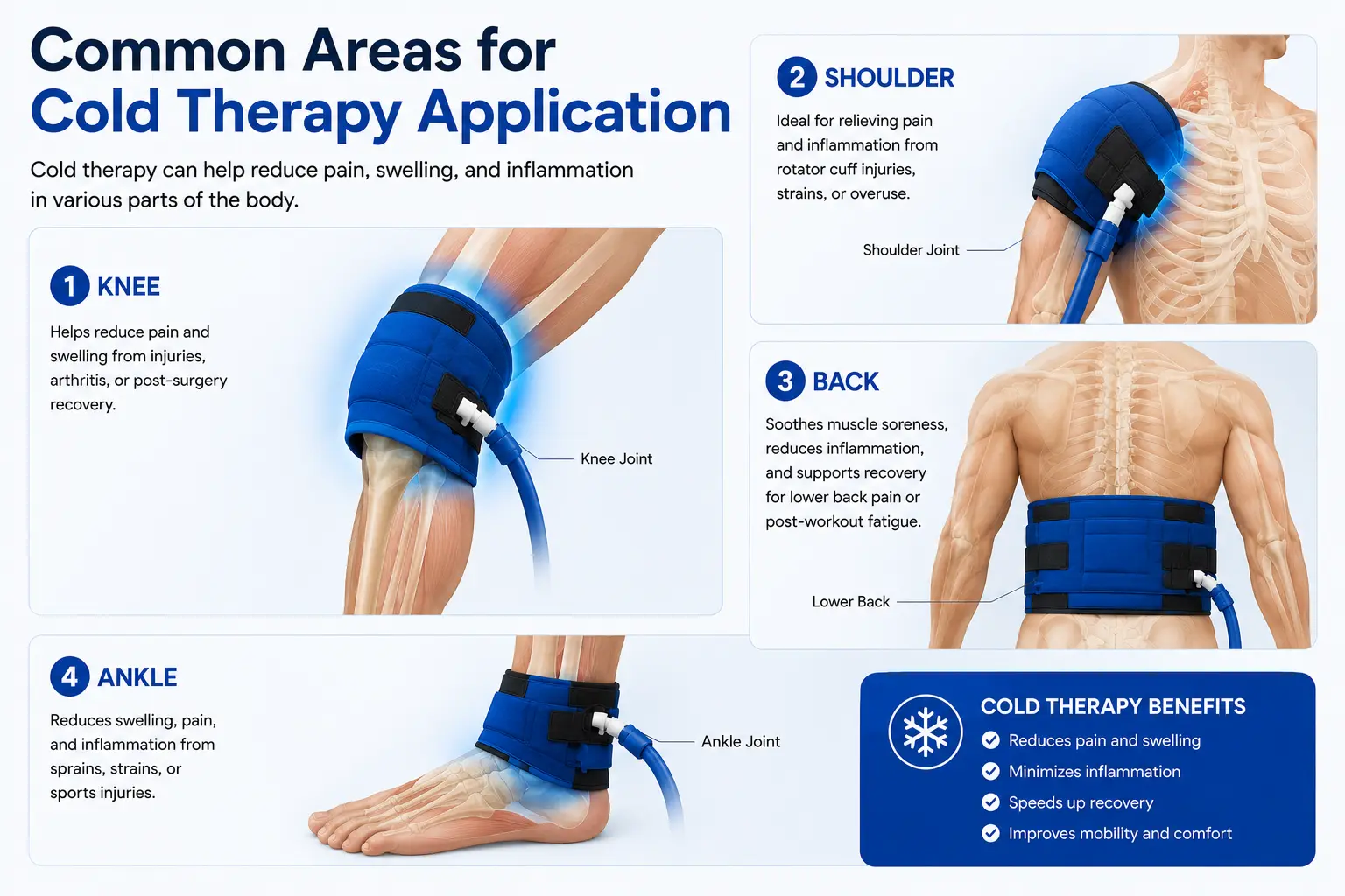 Common areas for cold therapy use