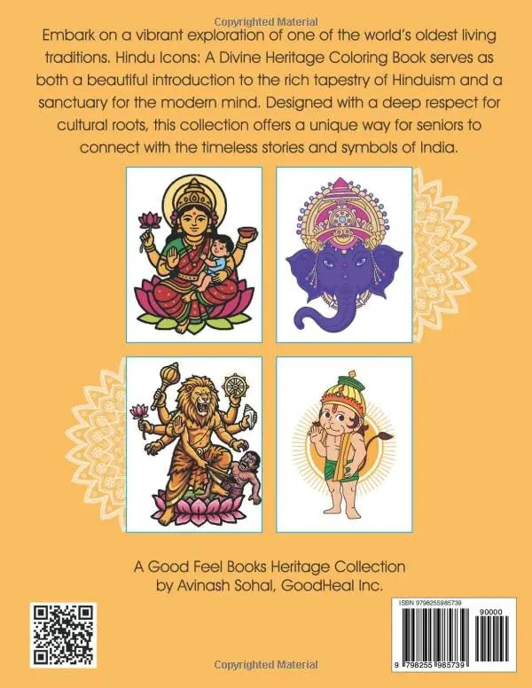 Gods & Goddesses of Hindu Mythology: A Bold & Easy Print Coloring Book for Seniors