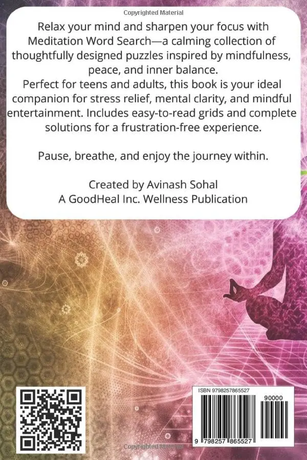 Meditation Word Search for Adults: Mindful Word Search Puzzles for Adults & Teens