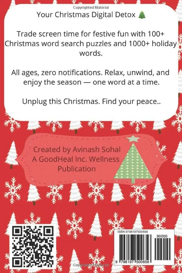 Christmas Word Search Puzzle Book: 1000+ Words for Screen-Free Holiday Relaxation