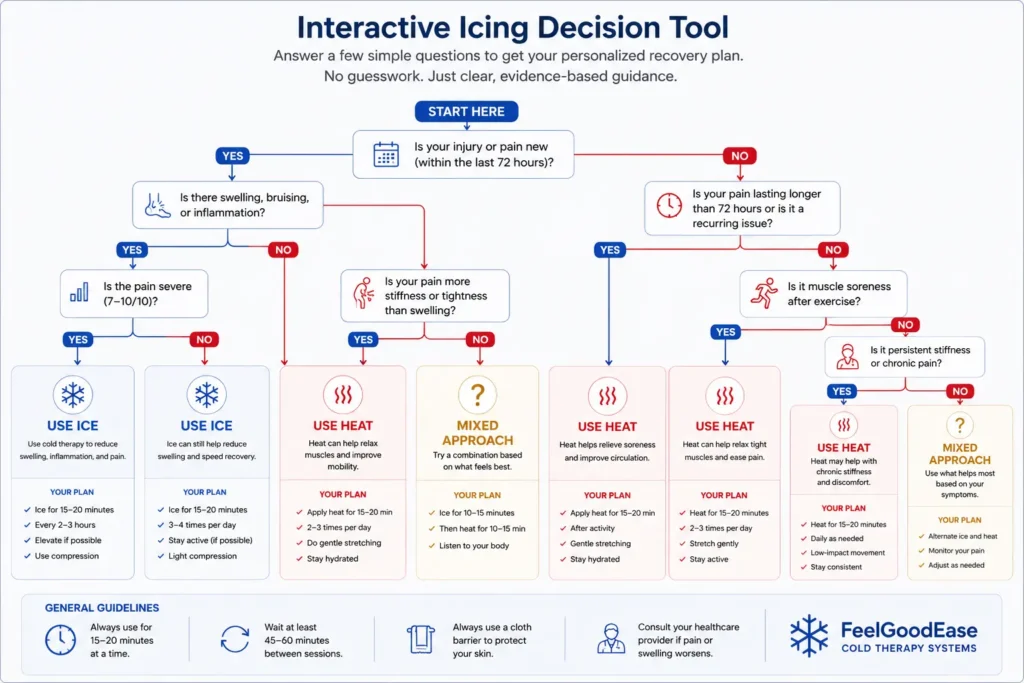 Interactive icing and heat decision tool