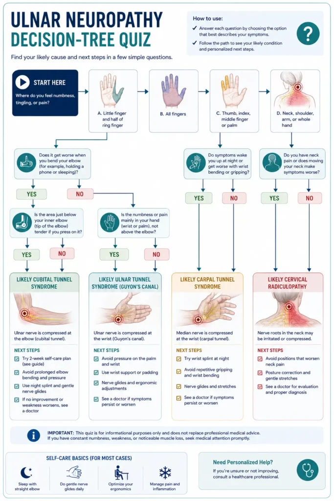 Ulnar neuropathy decision tree quiz poster