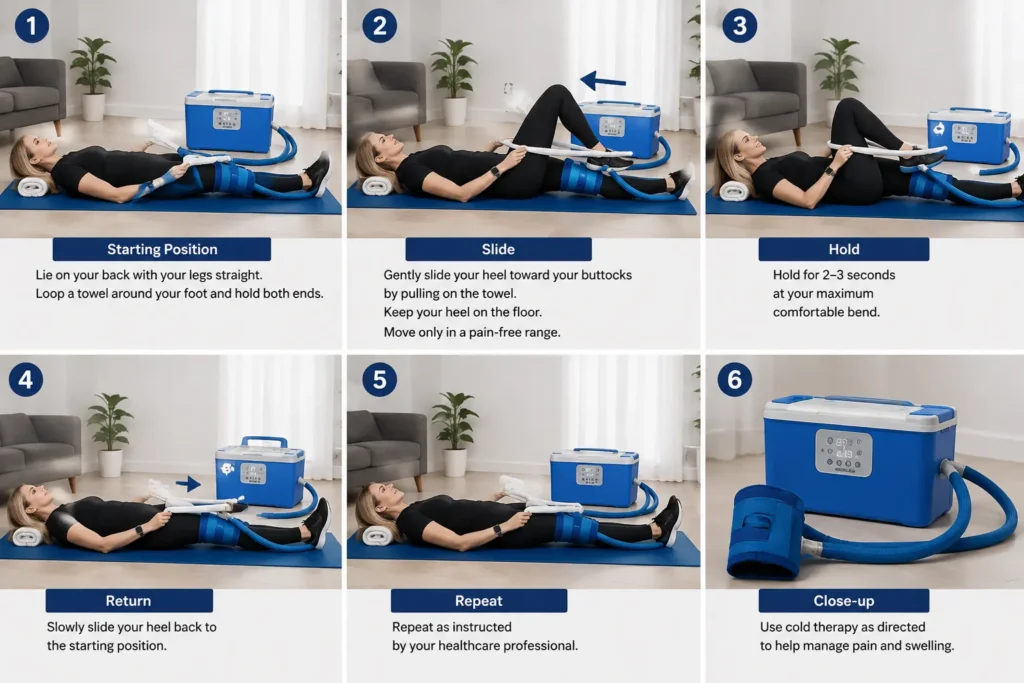 Six Step Heel Slides with Towel